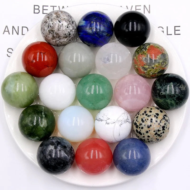 30mm Natural Healing Rose Quartz Clear Quartz Crystal Ball Spheres Magic Gemstones Sphere for Souvenir Home Decoration