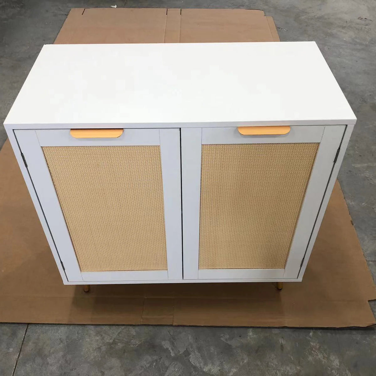 Wholesale New Rattan 2-Tier Home Accent Natural Wood Sideboard Cabinet Panel Style Storage Room Furniture MegaBDM