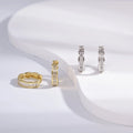 Wholesale Earrings Jewelry Gold Rhodium Plated Full Cubic Zirconia Round Huggie 925 Sterling Silver Fine Jewelry Earrings