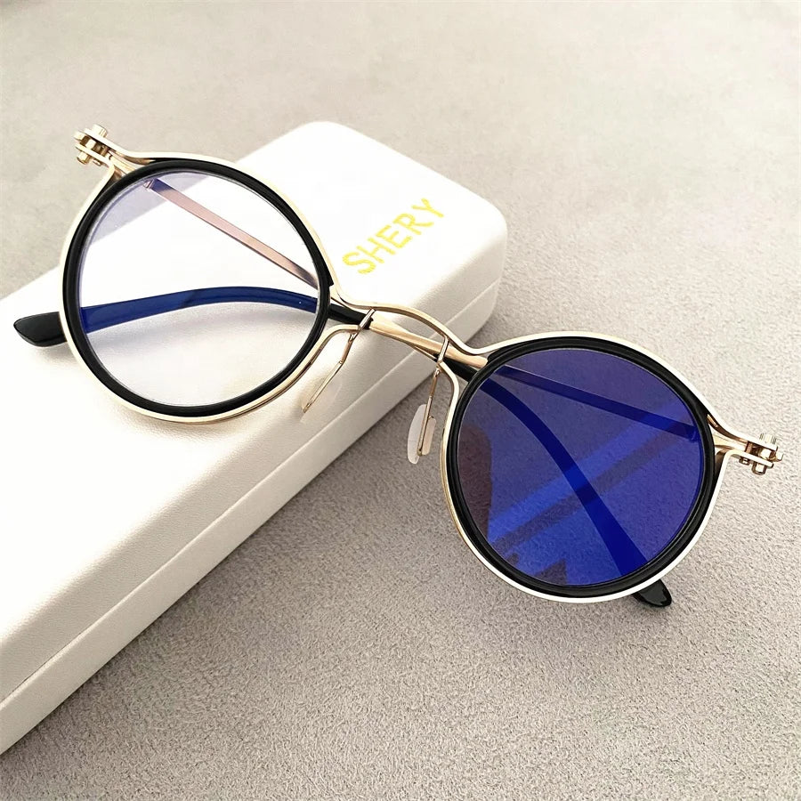 Man Anti Blue Light Optical Punk Black Grey Metal Retro Round Lunettes Anti Reflet 2025 Photochromic Bezel Photogray Glasses