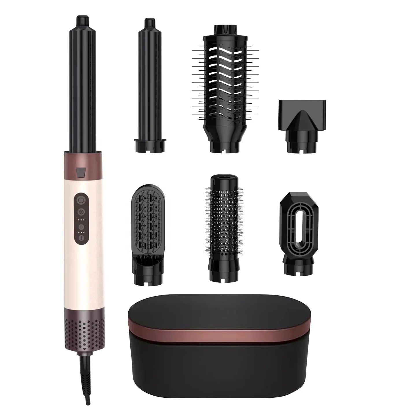 Best 1300w Professional 7 in 1 Detachable Interchangeable Auto Wrap Styler Comb Electric Hot Brush 1 Step Hair Dryer Brush HS 05