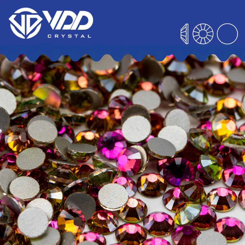 VDD 038 Rose Flare SS3-SS30 Non Hotfix Glass Rhinestones Crystal Flatback Stones Diamond for DIY Nail Art Decorations MegaBDM