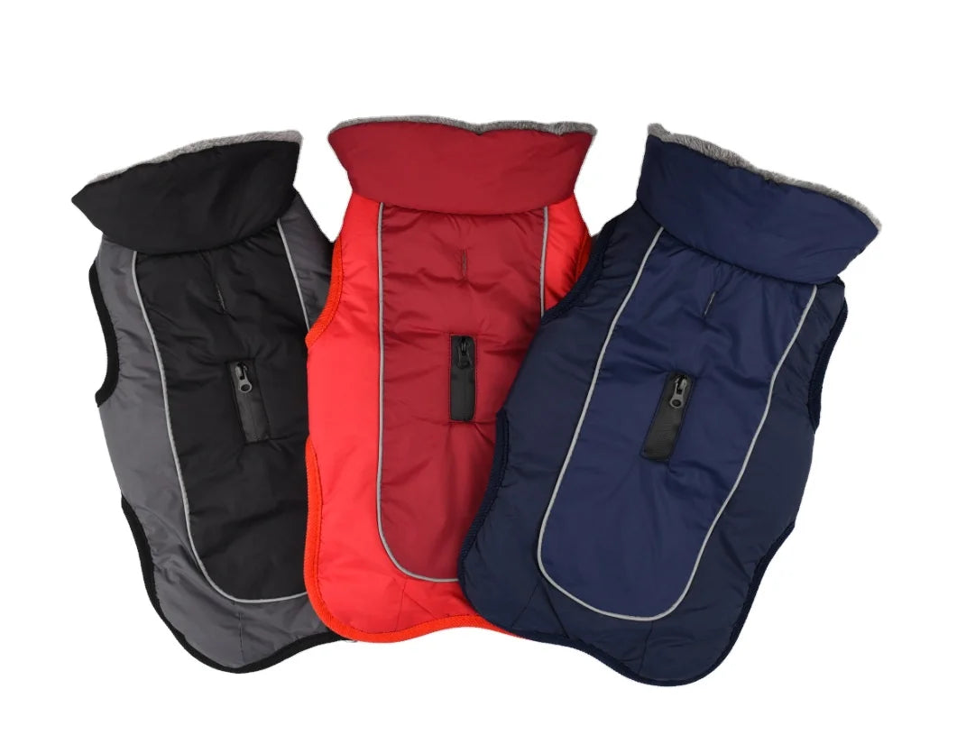 Wholesale Winter Reflective Large Big Dog Jacket with Fur Collar