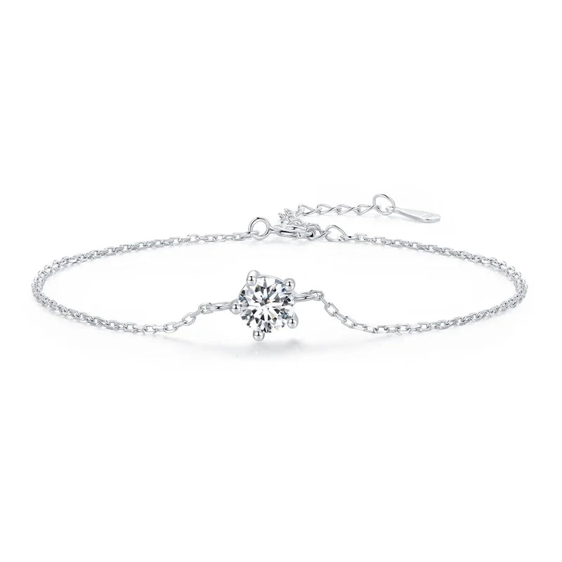 Direct Sale 925 Sterling Silver GRA Certificate Simple Design 1Carat Moissanite Bracelet for Women Engagement Party