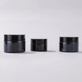 Customize Printing White logo Cosmetic Packaging 20g 30g 50g Facial Care Glossy Black Glass Cream Jar