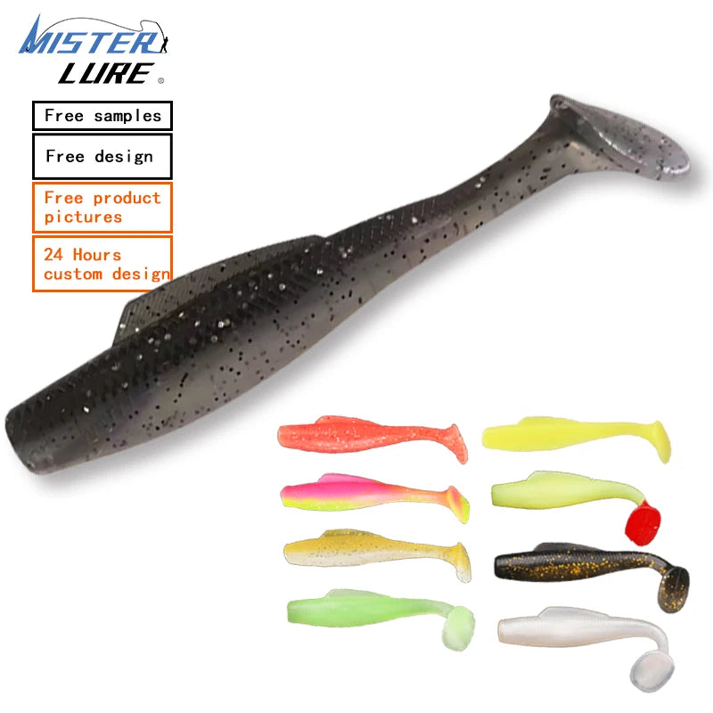 MISTER LURE Wholesale Fish Bait Fishing T-tail Soft Bait Freshwater Bait Lures for Fishing Flexible Soft Lure