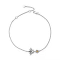 Fashion Jewelry 925 Sterling Silver Two Tone Flower and Bee Chain Bracelet for Women