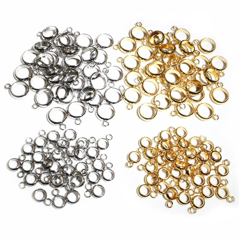 20pcs Stainless Steel Gold Color Loop Hoops Rings Circle Connector Diy Jewelry Findings Accessories for Bracelet Necklace