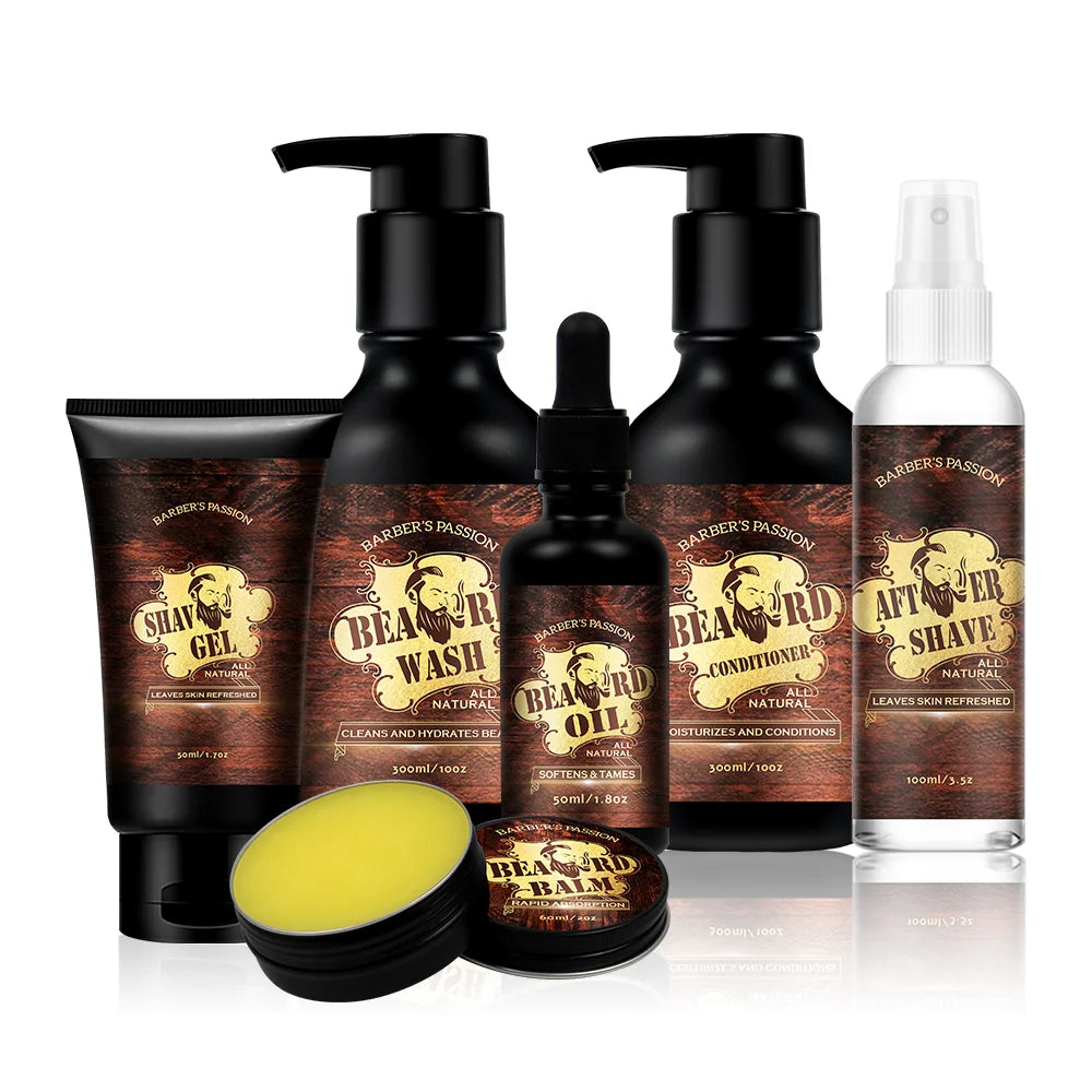 BARBERPASSION Natural Organic Mens Grow Organic Beard Balm Beard Oil Growth Set