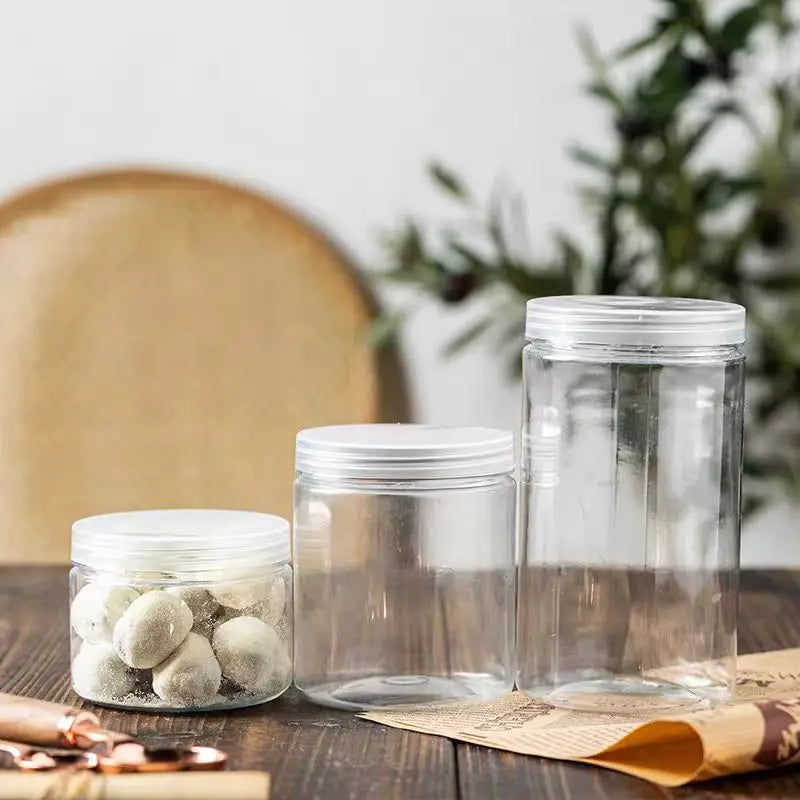 Pop Top PET Cylinder Small 280ml Plastic Canister With Screw Cap Lid