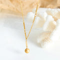 French Vintage Frosted Ball Pendant Necklace 18K Gold Non Fade Stainless Steel Clavicle Necklace Colier Pour Femme