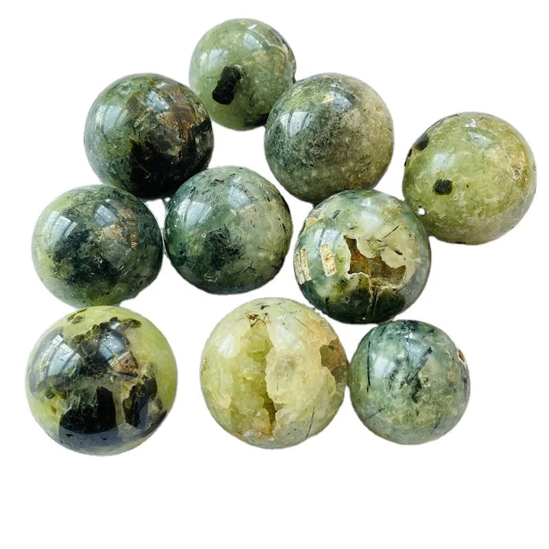 Wholesale Natural Green Grape Agate Sphere Quartz Crystal Ball Black Rutile Prehnite Agate Sphere
