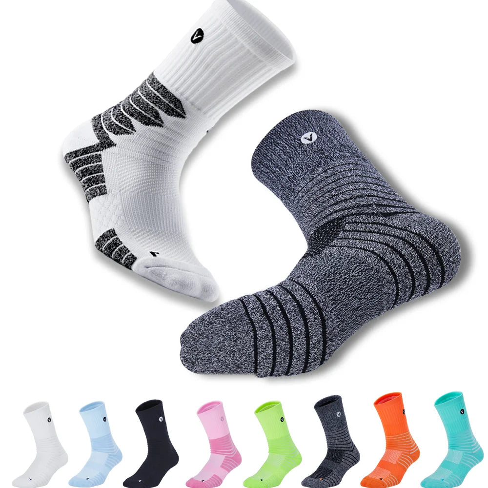 Autumn Men's Youth Thick Compression Running Socks Breathable for Volleyball Hiking Cycling Riding Outdoor Sports