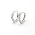Fine Women Jewelry Zircon Huggie 13MM Hoop Earrings 925 Sterling Silver Round Earring Minimalist