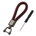 Promotional Multicolor Woven Leather Rope Keychain Key Chain Metal Braided Keyring