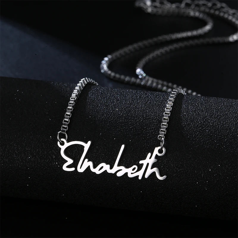 Fashion Jewelry Metal Copper Brass Stainless Steel Silver Customized Laser Cutting Letter Logo Necklace Pendant Charms