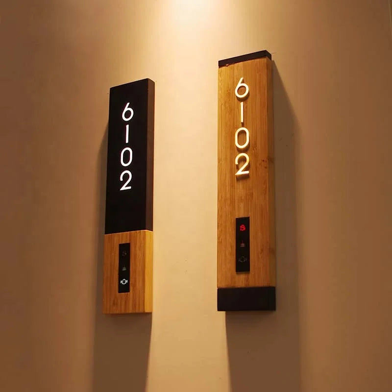 EZD Custom Electronic Touch Doorbell Switch Room Number Displays Hotel Guest Room Doorplate Sign with Don't Disturb