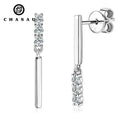 Unique Anti-allergy Great Sensitive Ear 925 Sterling Silver 2mm 0.18ct Round Brilliant Cut Moissanite Bar Drop Earring for Women