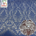 High Quality White Beaded Lace Fabric Bridal Embroidery Sequin Pearl Lace Tulle Fabric Laces Fabrics for Women