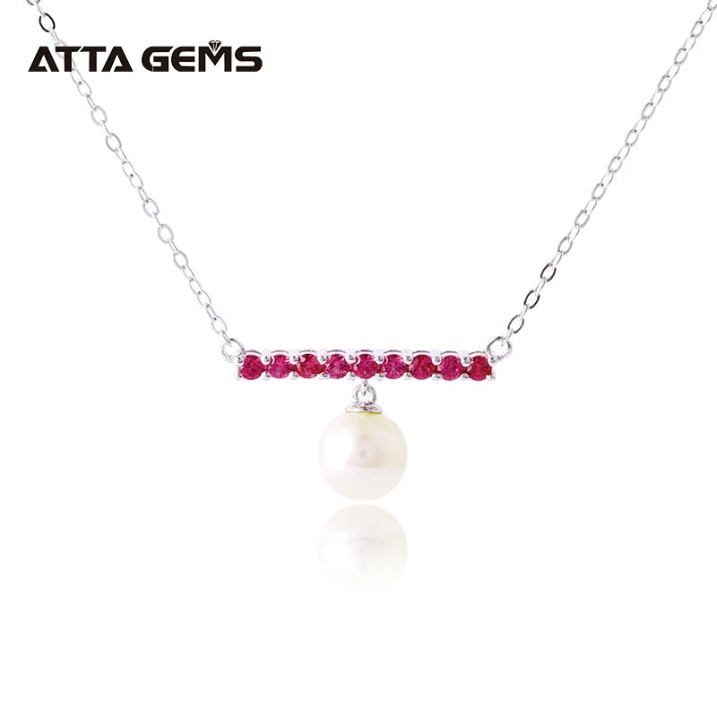 ATTA GEMS Korean Style Fresh Water Pearl Necklace for Women Real 925 Sterling Silver Engagement Fresh Water Pearl Jewelry Gifts