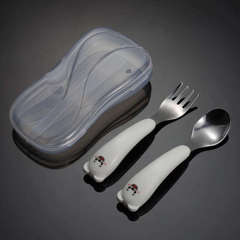 Children Cutlery Set Utensils 304 Stainless Steel Tableware Kids Fork and Spoon with case 1006173