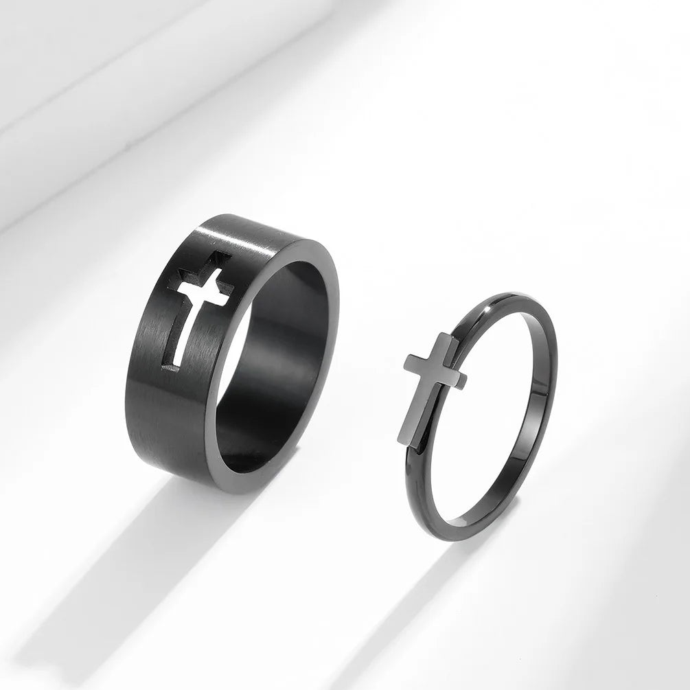 Hot Selling Wedding Proposal Rings Hollow Cross Men's and Women's Rings Stainless Steel Wedding Rings for Woman