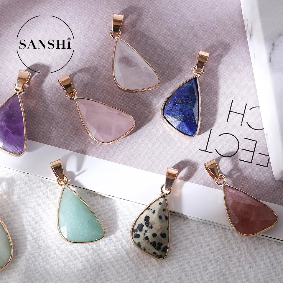 Hot Sale Pendant Charms Jewelry Making Clear Quartz Natural Stone Charms Pendant