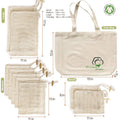 Grocery Net Tote Washable Biodegradable Eco Friendly GOTS Reusable Produce Drawstring Ribbon Rope Organic Cotton Mesh Shopping