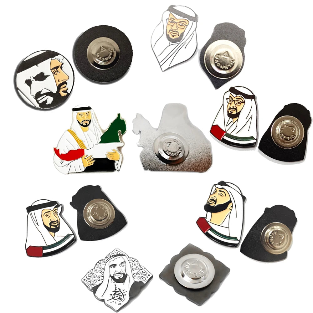 Classic UAE Zayed Design Metal Enamel Pin Badges Abu Dhabi Commemorate Leader Brooch UAE Dubai Metal Cheap Lapel Pins