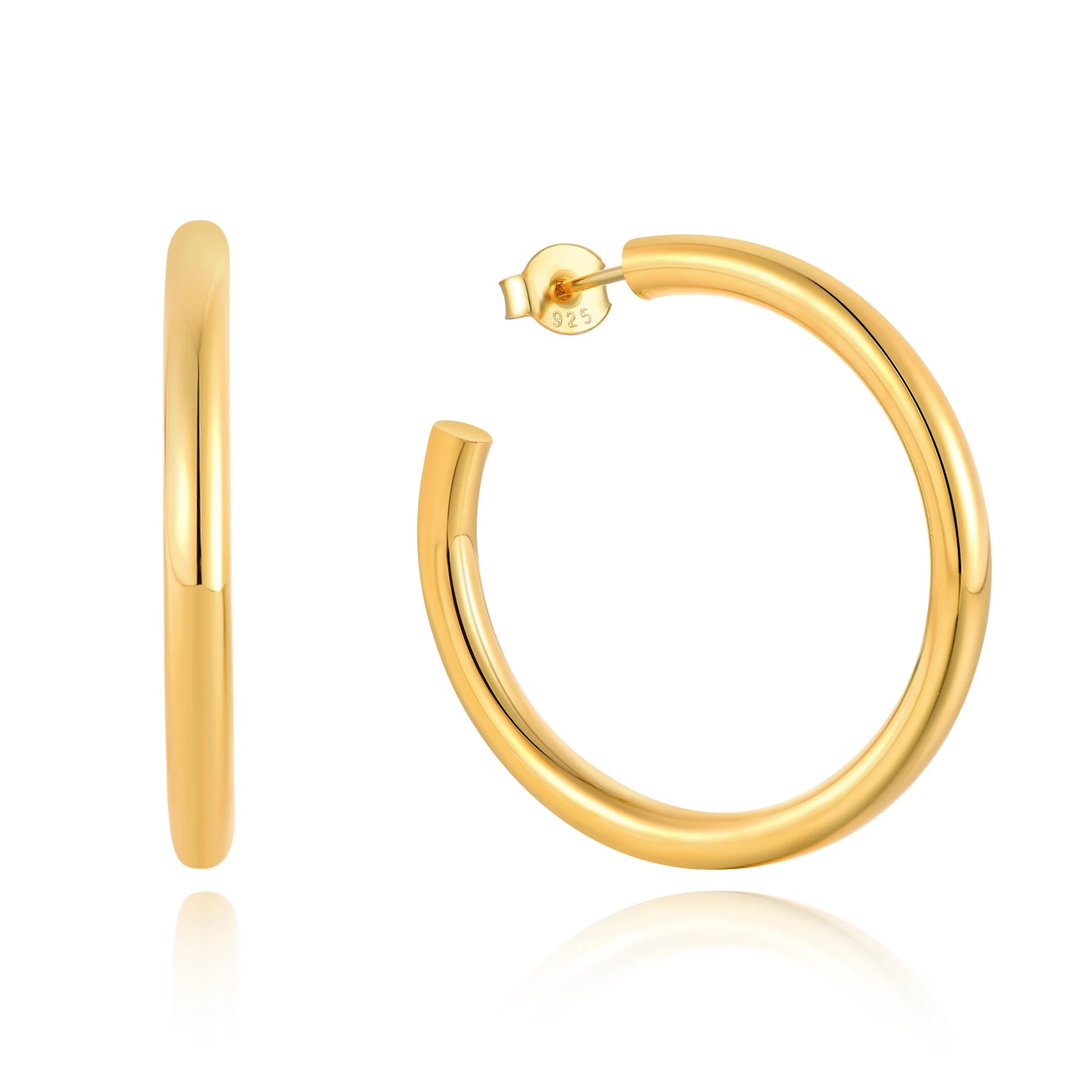 QX Custom OEM Minimalist Design 925 Sterling Silver Vintage Fine Jewelry 18k Gold Plated Hoop Huggie Stud Earrings Women Luxury