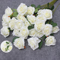 White Rose Single Flower with Leaves DIY Material for Wedding Decoration Artificial Flowers