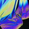 Hi Viz Wholesale Rainproof High Light Sun Black Iridescent rainbow Color Retro Reflective Stretch Elastic Fleece Material Fabric