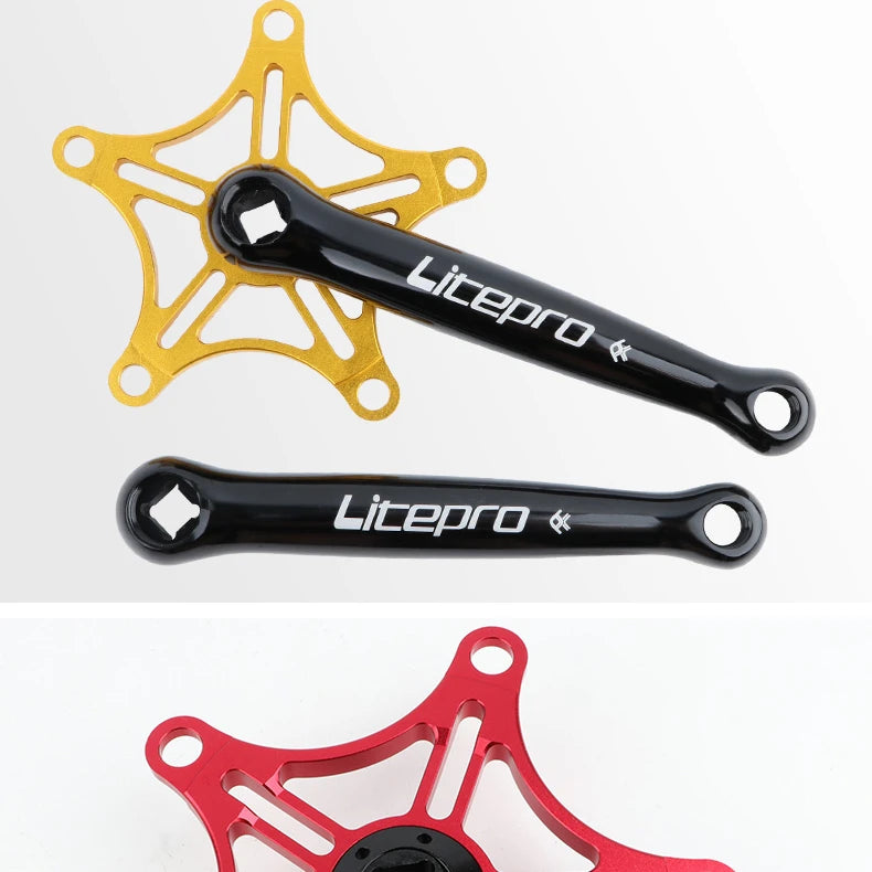 Litepro for Bike Folding Bicycle Crankset Aluminum Alloy BCD130 Square Hole 170mm Crank Chainwheel 46/48/50/52/54/56/58T