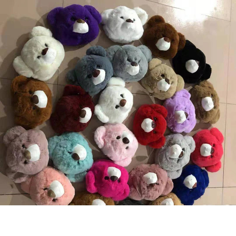 Bear Head Plush Bag Female New Ins Fashion Chain Crossbody Bag Beauty Personality Shoulder Cartoon Doll Bag