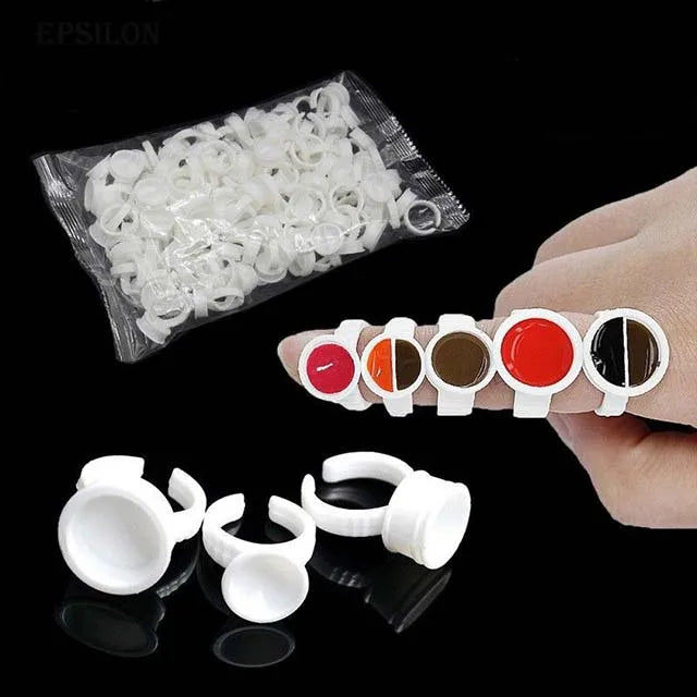 Epsilon 100Pcs Eyebrow Tattoo Ring Cup Microblading Pigment Glue Divider Tattoo Ink Pigment Cup Permanent Makeup