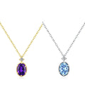 Noble Elegant Golden Necklace Silver S925 Jewelry Maker Wholesale Retail Purple Blue Zirconia Oval Pendant Necklace for Women