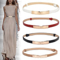 2cm Thin Ladies Dressing Waist Belt  Red Khaki PU Leather Belt for Dresses