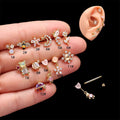 Fashion Single Piercing Earrings Stainless Steel Thin Rod Screw Ball Earrings Colorful Zircon Earrings for Women Girls