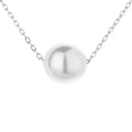ACME Single Round  Elegant Imitation Real Pearl Choker Necklace 925 Sterling Silver Chain Solitaire Collar Necklace for Women