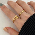 3 Designs 925 Sterling Silver Horseshoe U Shape Hollow Ring 4mm Wide Plain Adjustable Rings Women French Minimalist Jewelry 2022