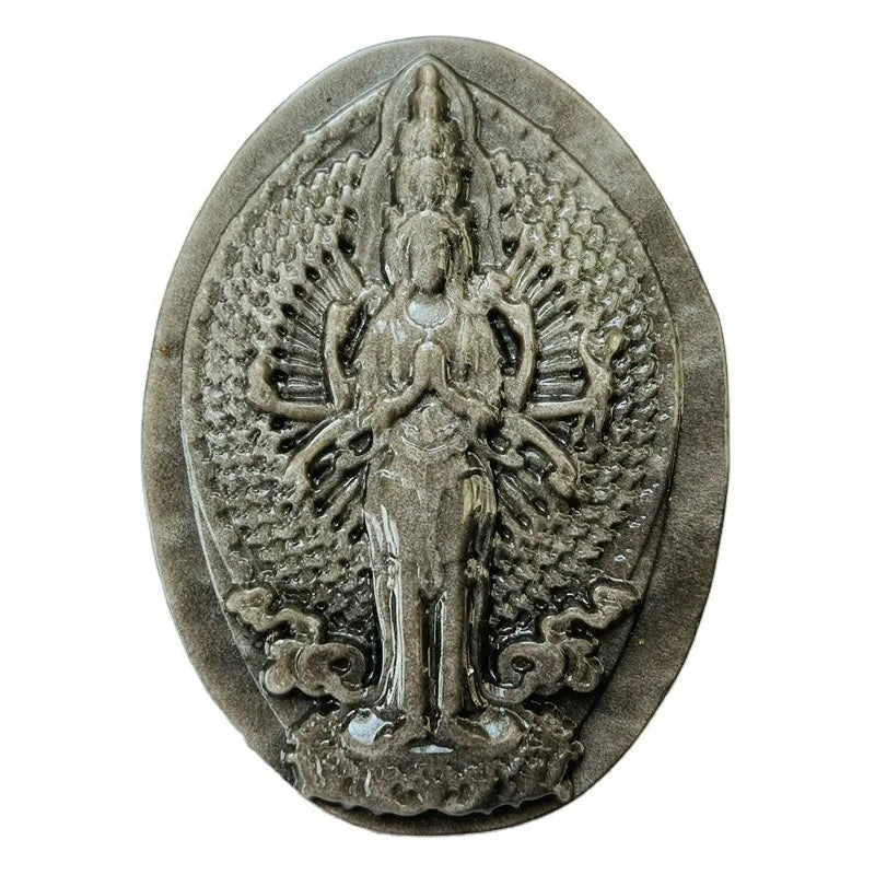Wholesale Natural Reiki Crystal Stone Golden Obsidian Thousand Hand Avalokitesvara