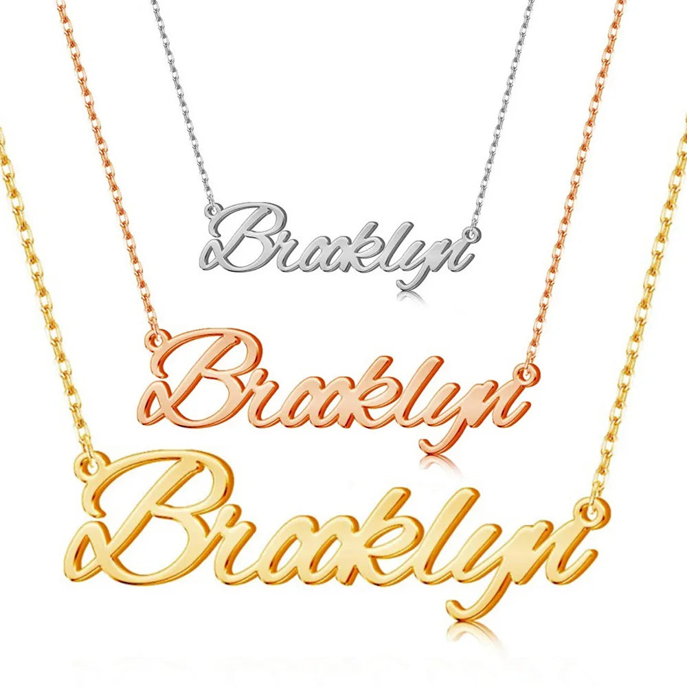 Customized Stainless Steel Name Necklace Waterproof Personalized Link Chain in Romantic Style for Weddings Parties Letter Shaped