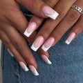 Wholesale French Ballerina Medium White Pink Nail Tip Wearing Press on Nail Waterproof Finished Fake Nails
