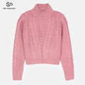 OEM /ODM Custom Knitwear Quality Supplier Women Sweater Jacquard Knit Pullover Chunky Textured Cable Knitted Sweater Jumper Top