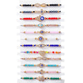 Rhinestone Devil Eye Bracelets Turkish Adjustable Friendship Bead Bracelet Set Rope for Women Blue Devil Eye Bracelet