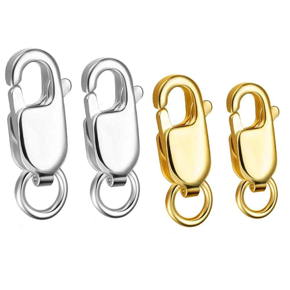 18K Gold Plated Lobster Clasps Non Tarnish 11mm 13mm 15mm Lobster Claw Clasp with Closed Jump Rings for Jewelry Making Findings