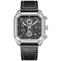 Top Brand Luxury Fashion Leather Quartz Men Watches Casual Date Chronograph Wrist Watches Octagon Male Watch