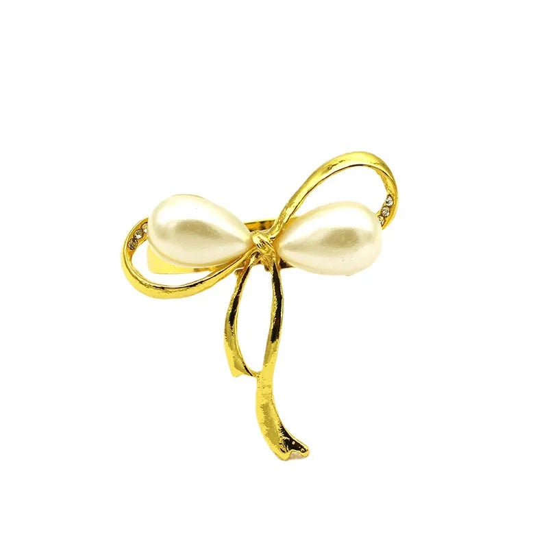 Restaurant Accessories Pearl Napkin Holder Bow Napkin Rings for Wedding Table Decoration