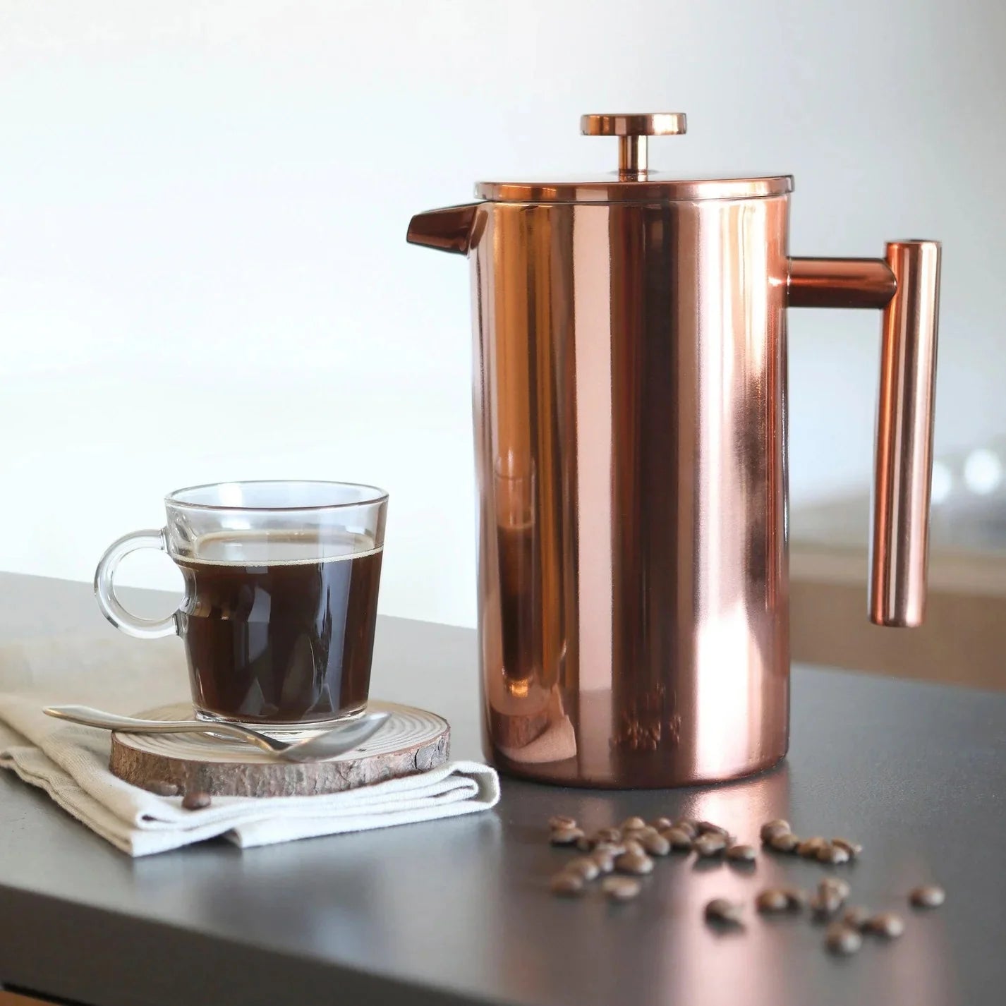 Copper Color Coffee French Press 1L Double Wall Insulated Cafeteria Presses