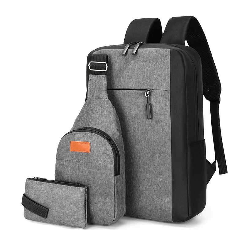 Wholesale Custom 3-Piece Polyester Unisex Backpack Set Detachable Sling Bag Anti-Theft Waterproof for Business School Travel